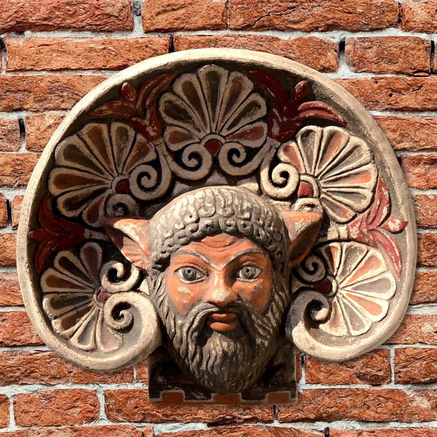 Antefix mit Silen aus Pyrgi, Bemalte Skulptur